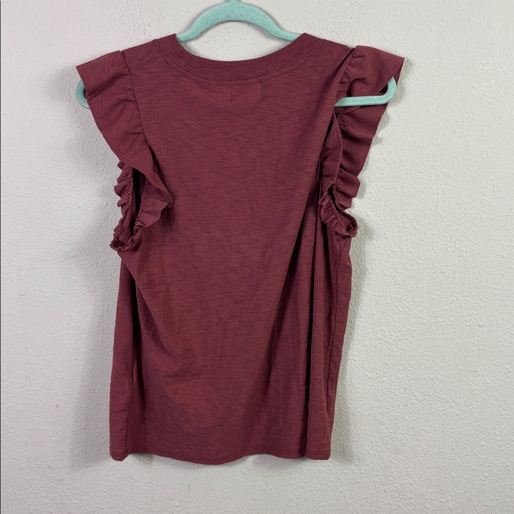 Nation LTD Paulette Short Ruffle Sleeves in Brownish Brick Red size Medium - Picture 2 of 7